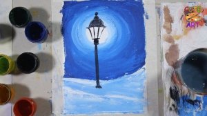 Как нарисовать НОЧЬ И УЛИЧНЫЙ ФОНАРЬ для начинающих