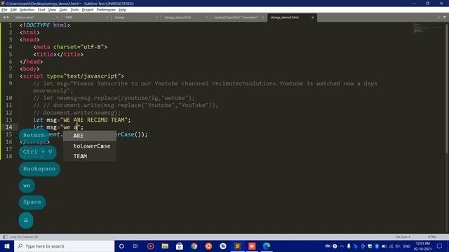 STRING METHODS PART 2 IN JAVA SCRIPT || LECTURE 15 || RECIMOTECH SOLUTIONS
