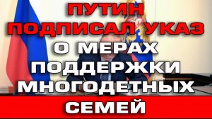 Путин подписал указ о мерах поддержки многодетных семей Новости