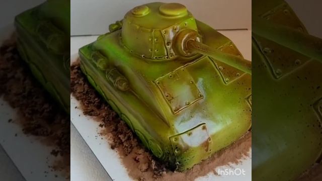 ТОРТ танк...оформление торта...мастичное покрытие