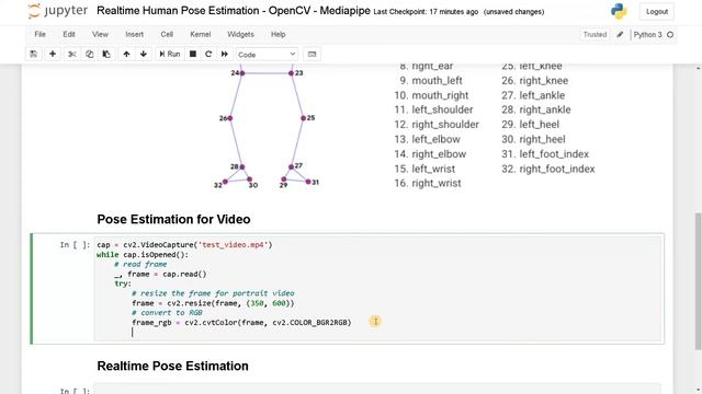 Realtime Human Pose Estimation | Mediapipe | Python смотреть онлайн