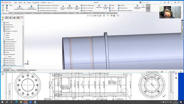 SolidWorks. Конструкторская документация. Создаем деталь по чертежу. смотреть онлайн