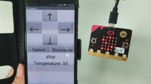 MIT App Inventor send UART commands and read microbit temperature