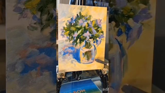 пишу маслом. творческий процесс. цветы в вазе. этюд, букет #мастеркласс #творческийпроцесс #art смотреть онлайн
