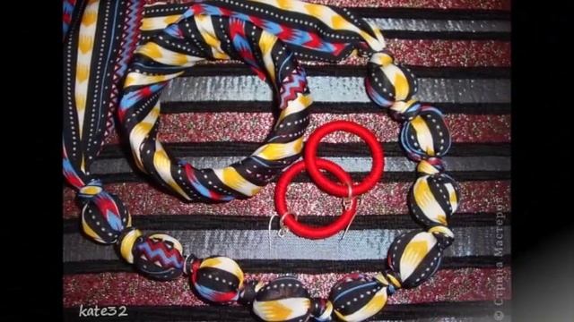 Потрясающая бижутерия своими руками из ткани и остатков ткани. Бусы, браслеты, серьги из ткани смотреть онлайн