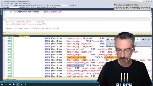 Live Coding: sp_BlitzWho, sp_BlitzIndex SortOrder Parameters смотреть онлайн