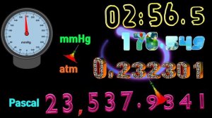 millimetre of mercury 0~340[mmHg],Pascal[Pa],atmospheric pressure[atm] countup timer alarm🔔Counting