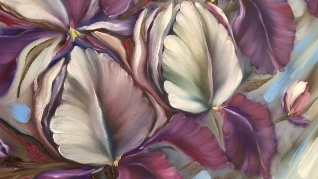 Как рисовать "Ирисы" маслом. Мастер класс по живописи . Анастасия Арчиловская. Oil painting. Картин смотреть онлайн