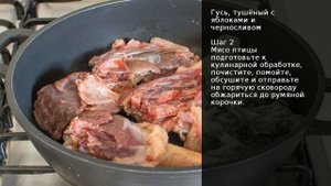 Гусь, тушёный с яблоками и черносливом . Рецепт от шеф повара Максима Григорьева