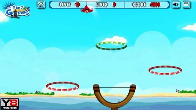 Angry Birds Slingshot Fun 2 - SKILL GAME SHOOT RED BIRD THROUGH RING! смотреть онлайн
