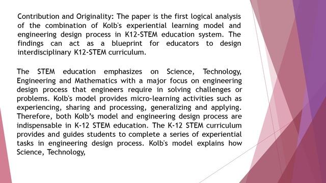 The Role of Experiential Learning and Engineering Design Process in K 12 Stem Education IJEP 2020 8 смотреть онлайн