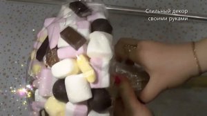 Сладкий букет из конфет, маршмеллоу своими руками! Сладкий подарок на 8 марта, День Рожденья, маме!