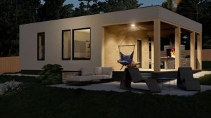 Лаконичный одноэтажный дом 35м2 с плоской крышей.