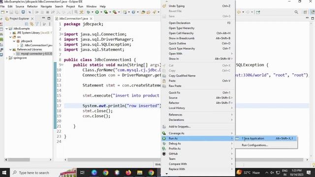 how to insert a row in using java JDBC statement interface||how to insert data into database