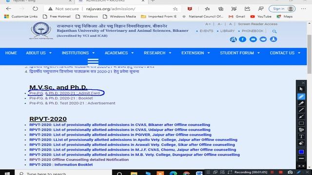 RAJUVAS Pre-P.G. & Ph.D. 2020-21 Admit Card Released | How To Download
