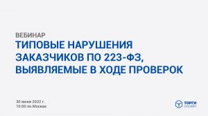 Типовые нарушения заказчиков торгов по 223-ФЗ, выявляемые в ходе проверок.