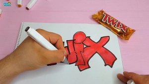 LEFT HAND DRAWING - TWIX LOGO IN GRAFFITI STYLE ! How to Draw Graffiti