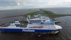 Кронштадт. Финский залив. Морские ворота. Погоня коптера за паромом Finnstar