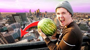 ЧТО ЕСЛИ СКИНУТЬ АРБУЗ С ВЫСОТЫ 35 МЕТРОВ на СТЕКЛЯННУЮ БАНКУ ?! Drop test 35m ...