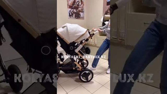 Детская коляска Belecoo 3 в 1 White-Gold кожа смотреть онлайн