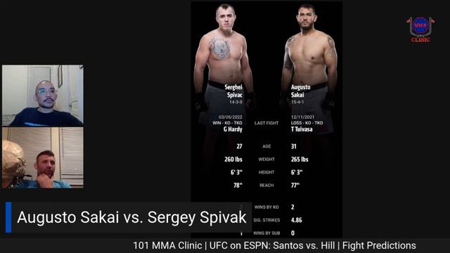 Augusto Sakai vs. Sergei Spivak | Fight Prediction | UFC: Santos vs. Hill | 101 MMA Clinic