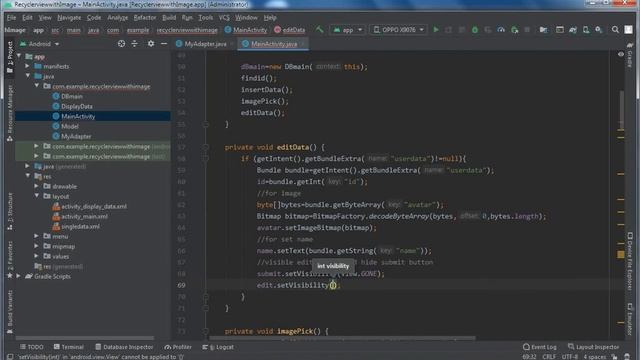 Android Studio CRUD | #3 | Update RecyclerView SQLite Data | RecyclerView CRUD with image