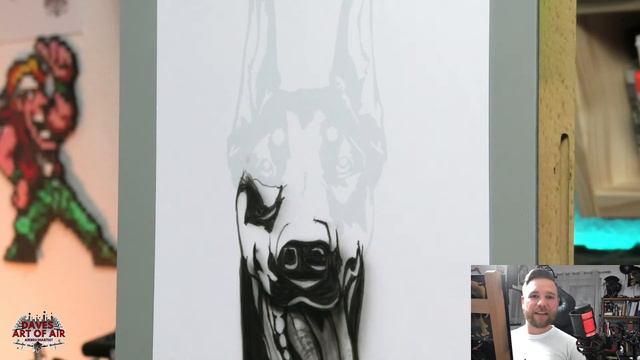Airbrush Tutorial Übungsbild Hund Dobermann Freihand (4k/60FpS) DE Audio/ENG SUB смотреть онлайн