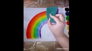 Рисование губкой "Радуга-дуга"