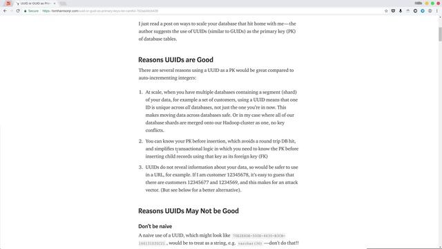 "Vantagens e desvantagens" de usar UUIDs смотреть онлайн
