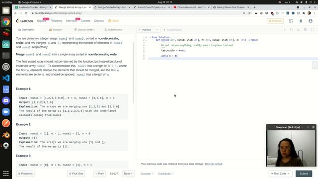 LeetCode 88 Merge Sorted Array - Python