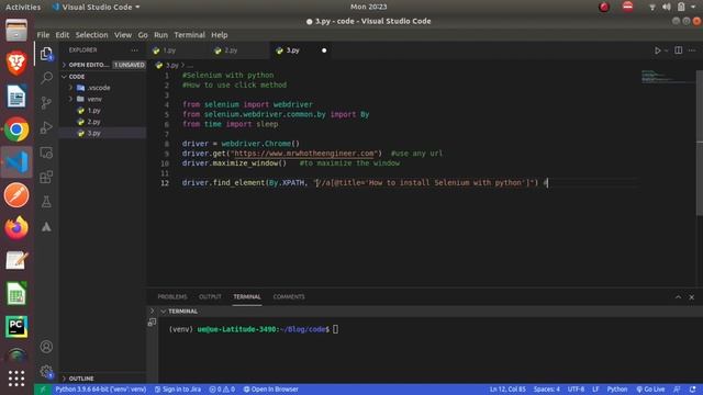 Selenium with Python | How to use click method in Selenium with Python