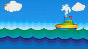 Футаж детский теплоходик море и дельфин