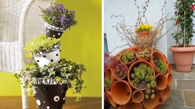 Многоярусные садовые горшечные клумбы