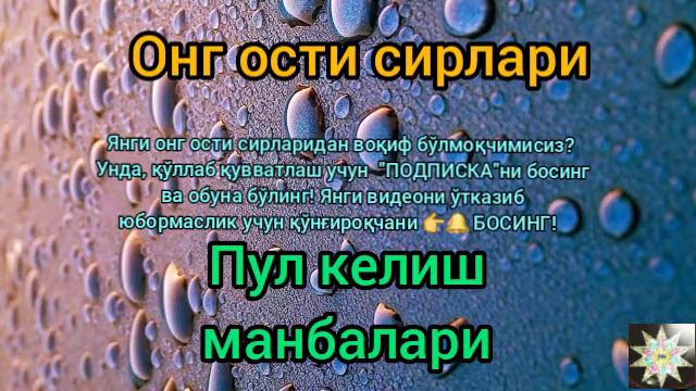 БОЙ БЎЛИШ СИРЛАРИ | 8 чи қисм. Пулнинг келиш манбалари.
