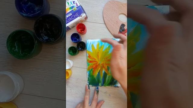 Как нарисовать подсолнух. Рисую руками. смотреть онлайн