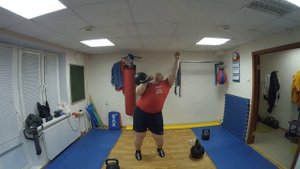 Жим гири 72 кг на 7 повторений. / Press kettlebell 72 kg for 7 reps.