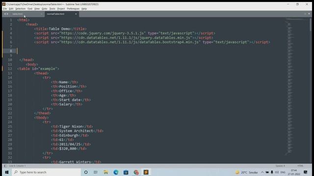 Creating a Searchable, Sortable HTML Table using DataTables Plug-in for Jquery
