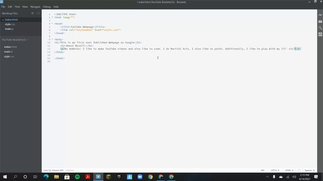 How To Make A Webpage And Publish It On Google (Brackets)
