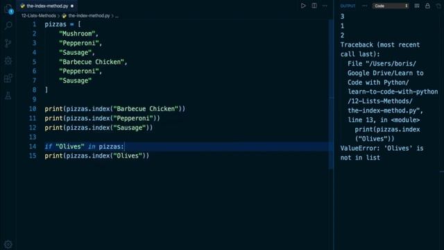 Python Programming Tutorial # 88 | The index Method in Python | Index() build-in Function in Python