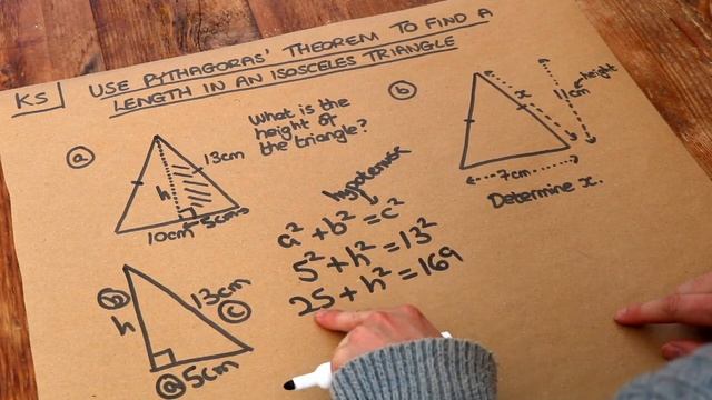 Key Skill - Use Pythagoras' theorem to find a length in an isosceles triangle. смотреть онлайн