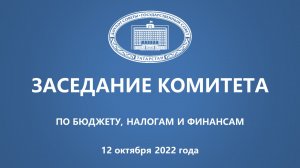 12.10.2022 Заседание Комитета Государственного Совета РТ по бюджету, налогам и финансам