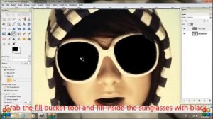 How to make a reflection on sunglasses in Gimp