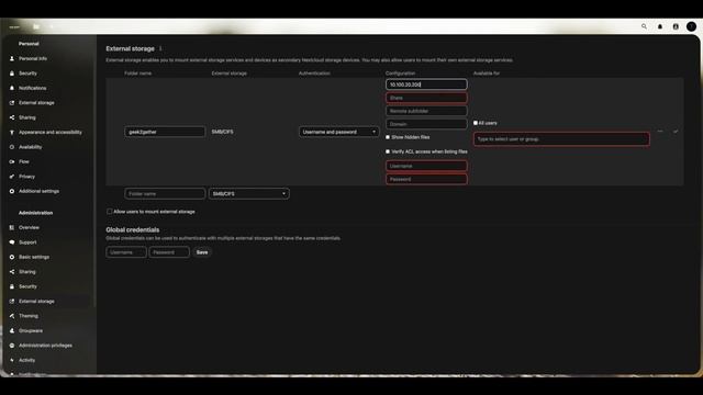 Nextcloud Installation - Part 7 Nextcloud External Storage Support (SMB/CIFS)