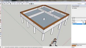 Соединение бруса шип-паз (первый ряд). Проект SketchUp. Баня из бруса.