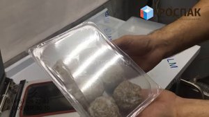 HTS-225 упаковка замороженных полуфабрикатов на запайщике лотков от РОСПАК (8-495-128-23-83)