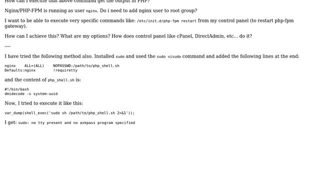 Unix & Linux: Custom Linux Hosting Control Panel in PHP - running commands as root