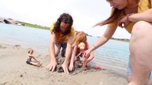 BARBiE BEACH DAY with Adley!!  Dream Dolphin Buried in the Sand! family pretend play inside water!