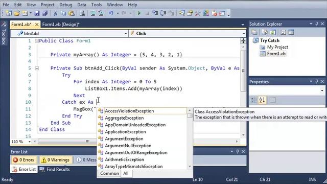 Visual Basic Tutorial - 134 - Catching Specific Exception Types смотреть онлайн