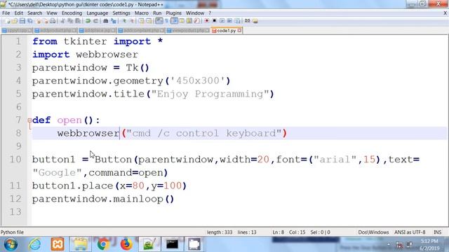 Python tkinter  |  Open Any WebSite On Button Click