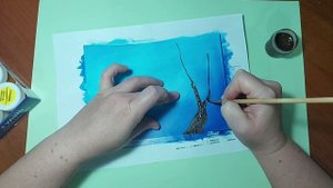 Золотая осень, листопад. Рисунок гуашью в технике тычкование. Осенние поделки для детей.